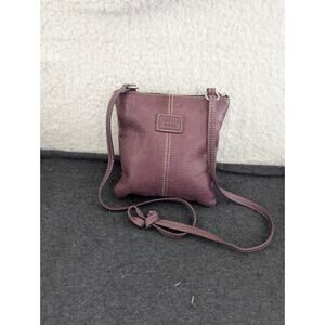 Fossil Vintage Leather Burgundy Plum Crossbody Bag Shoulderbag Purse Slim